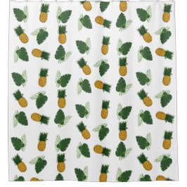 Ananas- und Palmblättrige Blätter Duschvorhang