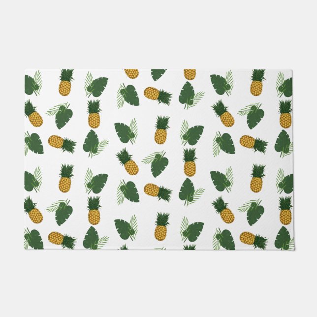Ananas- und Palmblättrige Blätter Fußmatte (Vorderseite)