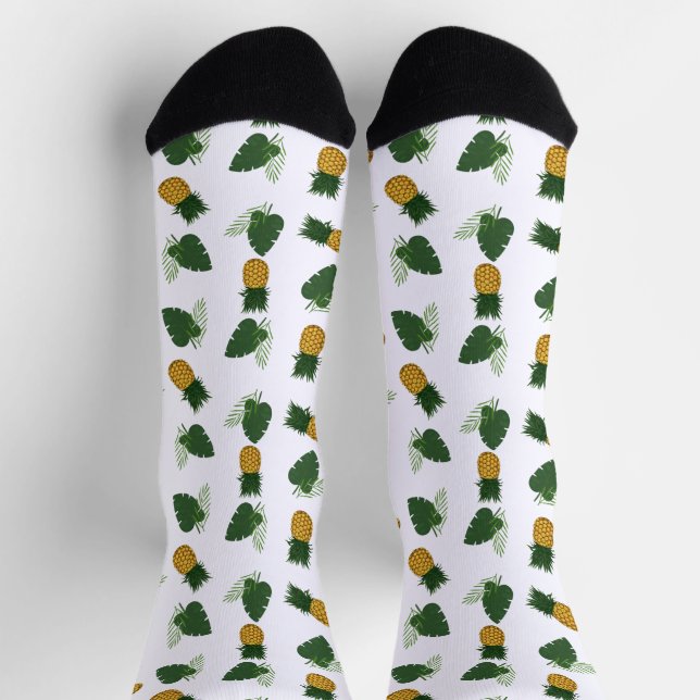 Ananas- und Palmblättrige Blätter Socken (Oben)