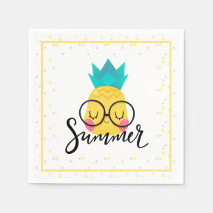 Ananas- und Polka-Punkte im Sommer Serviette