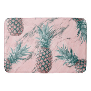 Ananas und rosa Marmor Swirl Moderner tropischer C Badematte