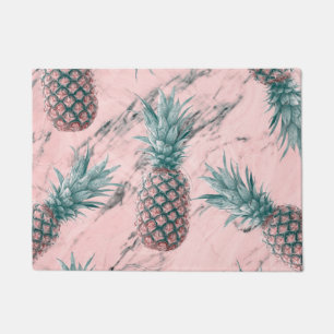 Ananas und rosa Marmor Swirl Moderner tropischer C Fußmatte