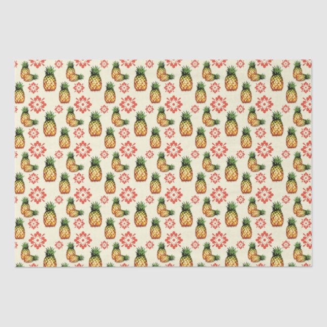 Ananas und Rote Blütenblätter Seidenpapier (Vorderseite)