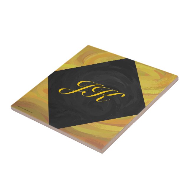 Ananas und Schwarzes Monogramm Fliese (Seite)