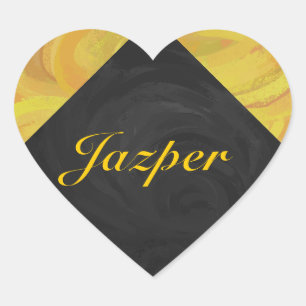 Ananas und Schwarzes Monogramm Herz-Aufkleber