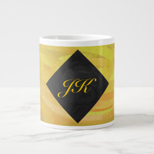 Ananas und Schwarzes Monogramm Jumbo-Tasse