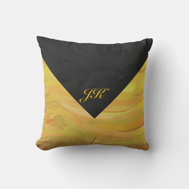 Ananas und Schwarzes Monogramm Kissen (Vorderseite)