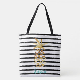Ananas- und Streifen-Tasche - Anpassen mit Namen
