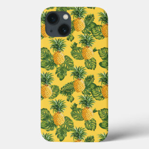 Ananas und tropische Blätter auf Gold Case-Mate iPhone Hülle