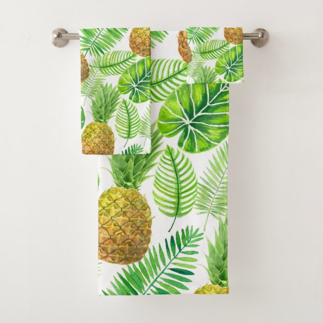 Ananas und tropische Blätter Badhandtuch Set (Insitu)