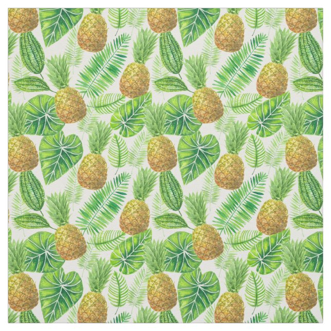 Ananas und tropische Blätter Stoff (Muster)