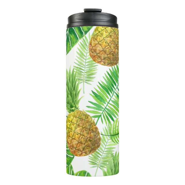 Ananas und tropische Blätter Thermosbecher (Vorderseite)