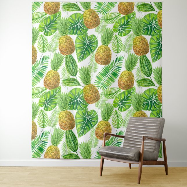 Ananas und tropische Blätter Wandteppich (Beispiel)