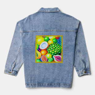 Ananas und tropische Früchte. Jetzt kaufen Jeansjacke