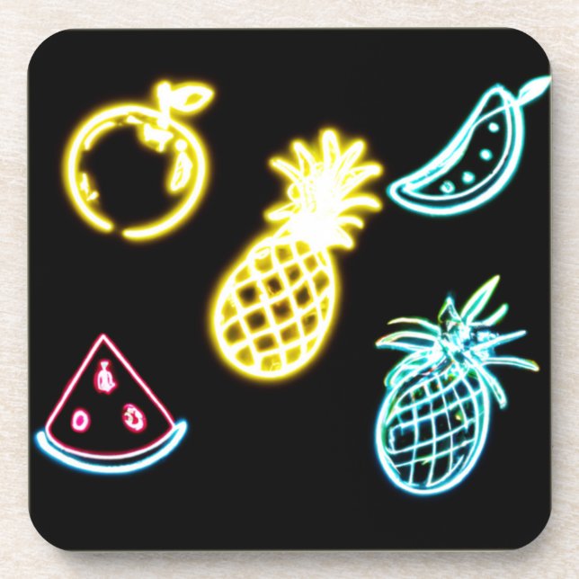 Ananas und tropische Früchte Neon Getränkeuntersetzer (Vorderseite)
