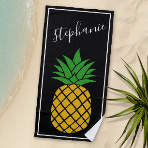 Ananas- und Whimsical-handgeschriebener Name Strandtuch