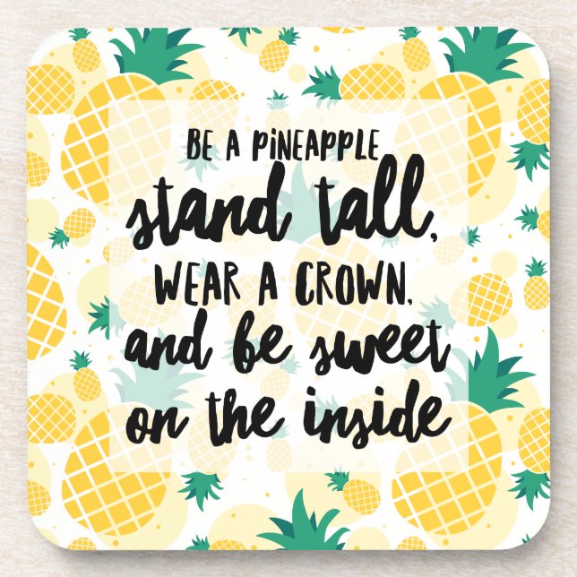 Ananas Untersetzer aus Kunststoff mit Korkrücken - (Vorderseite)