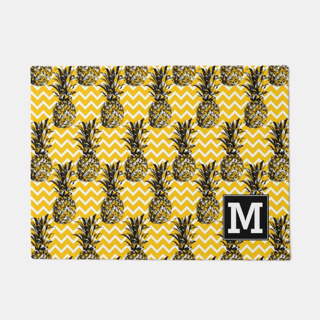 Ananas verläuft | Monogramm im Zickzack Fußmatte (Vorderseite)