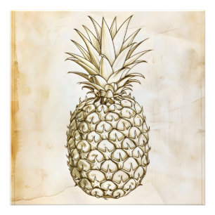 Ananas Vintage Skizze Fotodruck