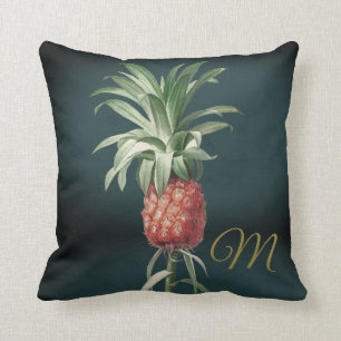 Ananas Vintages grünes tropisches Elegant Monogra Kissen