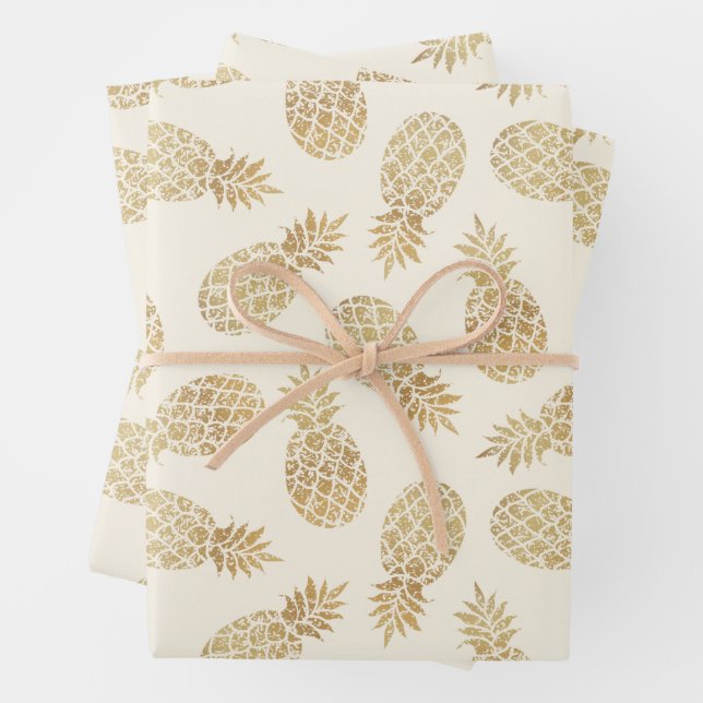 Ananas von Gold auf Elfenbein Geschenkpapier Set (Beispiel)