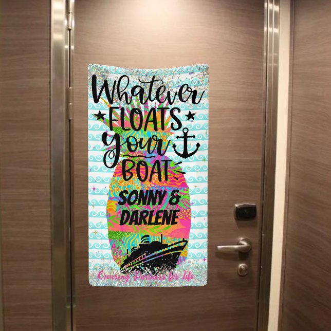 Ananas, was auch immer Ihre Bootsfahrtür schwimmt Banner (Couple's Cruise Door Banner)