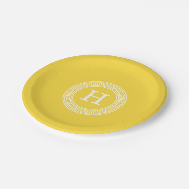 Ananas, was für ein erstes Monogramm des griechisc Pappteller (Schrägansicht)