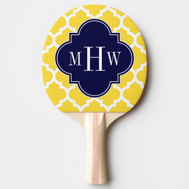 Ananas, was marokkanisch #5 Navy 3 Anfangsmonogram Tischtennis Schläger (Vorderseite)