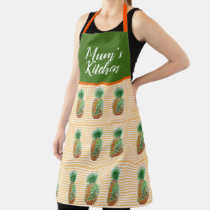 Ananas Wasserfarbe Gelb Streifen Ma Küche Schürze