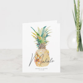 Ananas, Wasserfarben Tropische Hochzeit in Urlaubs Dankeskarte