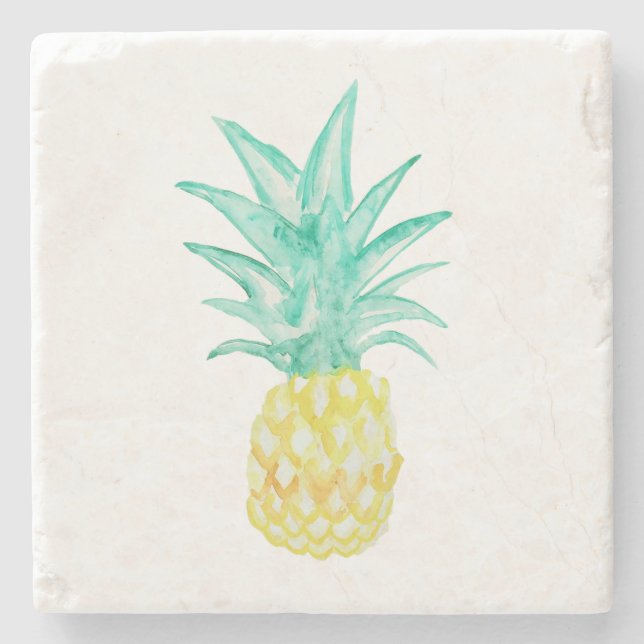 Ananas Wasserfarbener Marmor Stone Untersetzer (Vorderseite)