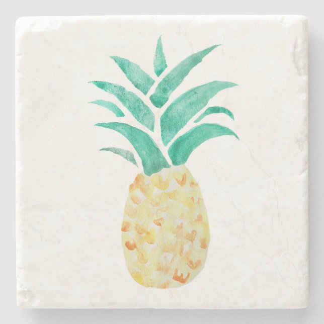 Ananas Wasserfarbener Marmor Stone Untersetzer (Vorderseite)