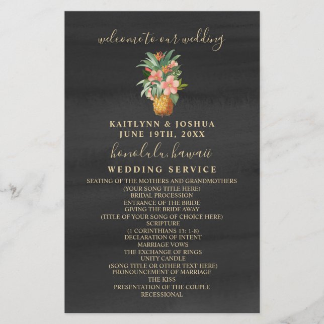 Ananas-Wasserfarbenhochzeit (Vorderseite)