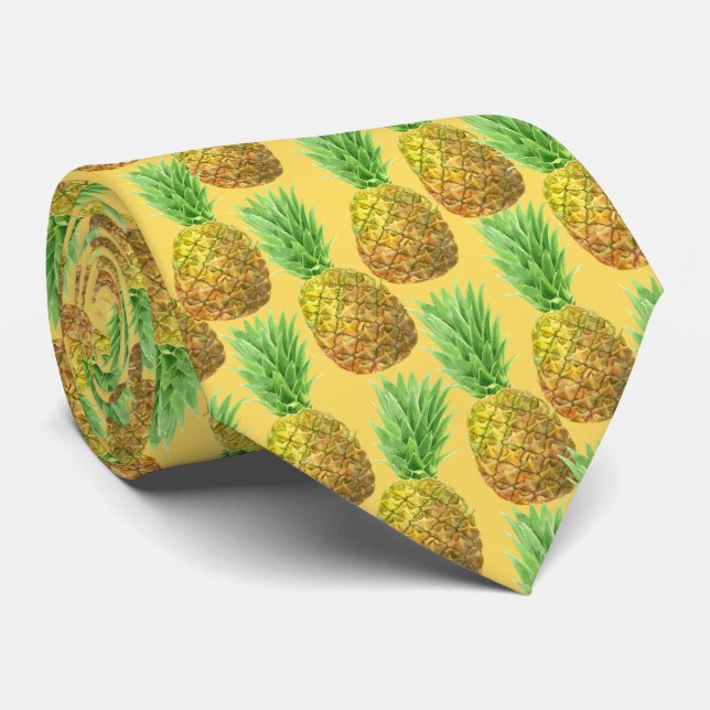 Ananas Wasserfarbenmuster Krawatte (Gerollt)