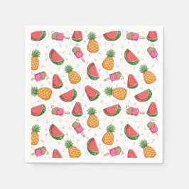 Ananas, Wassermelonen und Eiscreme Serviette