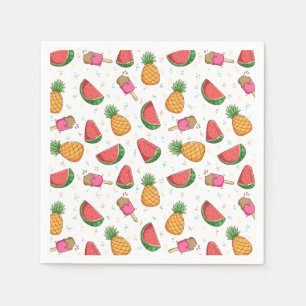 Ananas, Wassermelonen und Eiscreme Serviette