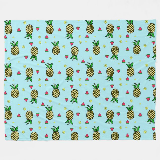 Ananas, Wassermelonen und Zitronen Fleecedecke (Vorderseite (Horizontal))