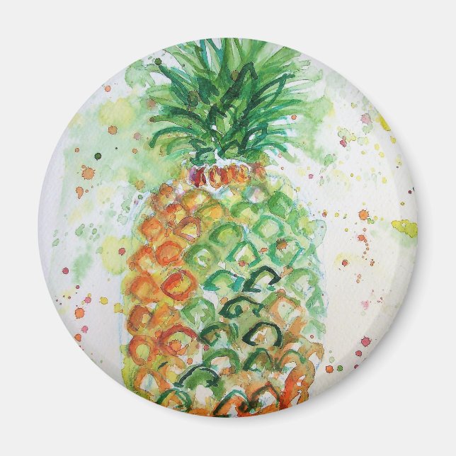 Ananas Watercolor Art Lime Green Magnet (Vorne)
