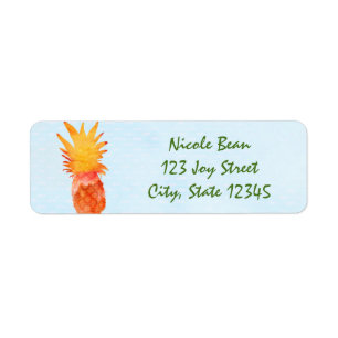 Ananas Watercolor Tropical Luau Address Labels