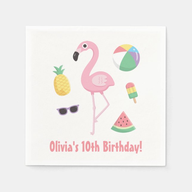 Ananas Watermelon Flamingo Sommer Party Napkins Serviette (Vorderseite)