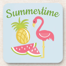 Ananas, Watermelon, Flamingo-Untersetzer - Set von Getränkeuntersetzer