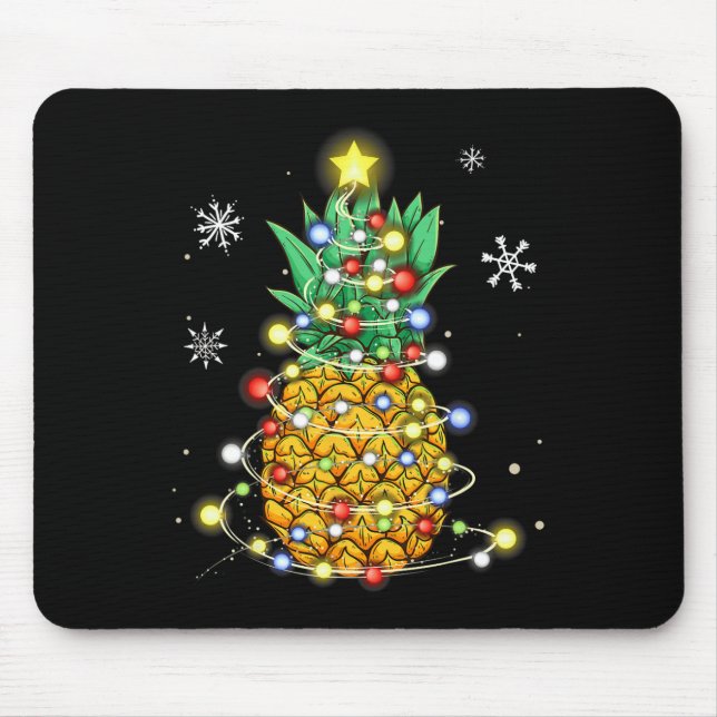Ananas Weihnachts Weihnachtslichter Mousepad (Vorne)