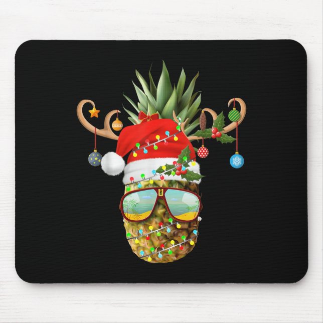 Ananas Weihnachtsbaum Lichter Sonnenschirme Urlaub Mousepad (Vorne)