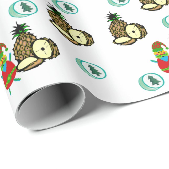 Ananas, Weihnachtsbaumen des Schneemanns, Wrapping Geschenkpapier (Rolleneckpunkt)