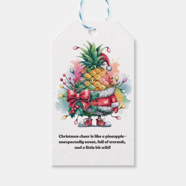 Ananas-Weihnachtsbaumfarbe Geschenkanhänger (Vorderseite)