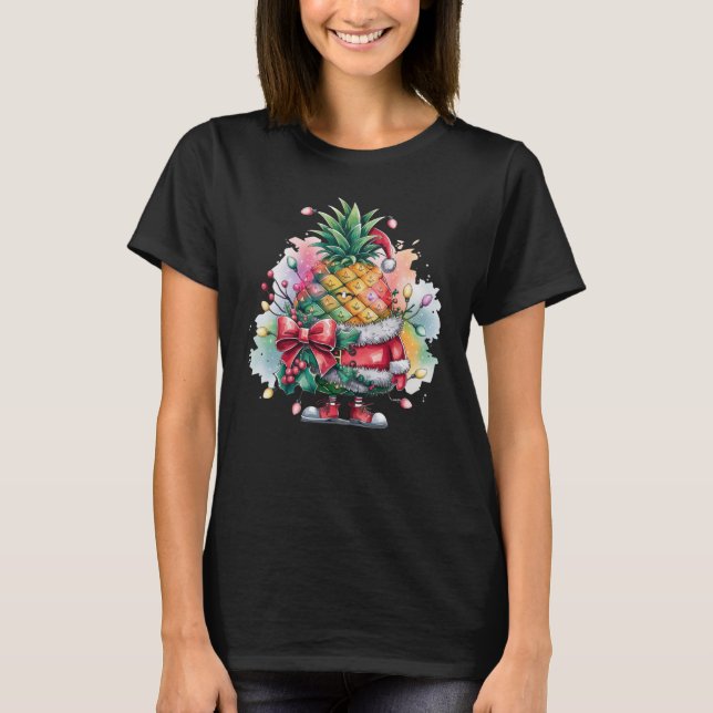 Ananas-Weihnachtsbaumfarbe T-Shirt (Vorderseite)
