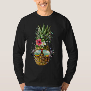 Ananas Weihnachtsbaumleuchten Aloha Xmas Geschenke T-Shirt