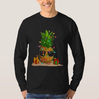 Ananas-Weihnachtsbaumlichter Lustig Tropisch T-Shirt