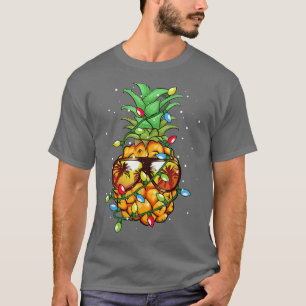 Ananas-Weihnachtsbrille für Männer mit Lichtern T-Shirt