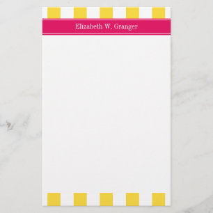 Ananas, weiße XL Streifen, Himbeername Monogramm Briefpapier